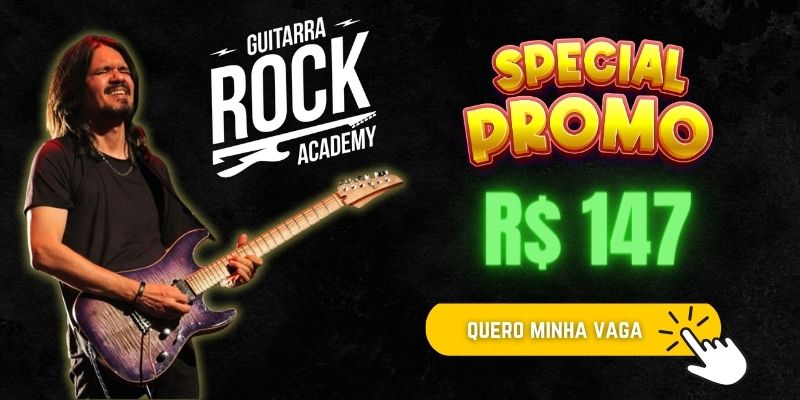 Banner Escala Pentatonica promoção Guitarra Rock Academy